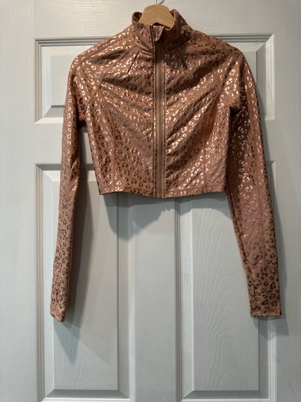 Fashion Nova Sport Metallic Leopard Zip-Up Jacket - Rose